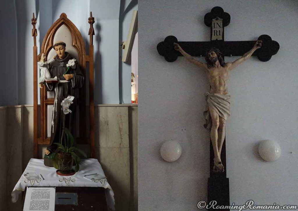 Statue and Crucifix Inside the Basilica Cacica 