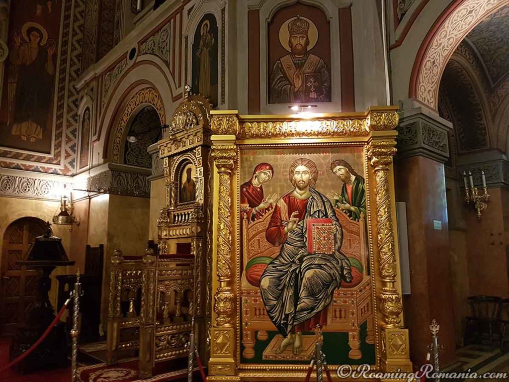 Gold-Plated Icon Inside the Timisoara Orthodox Cathedral